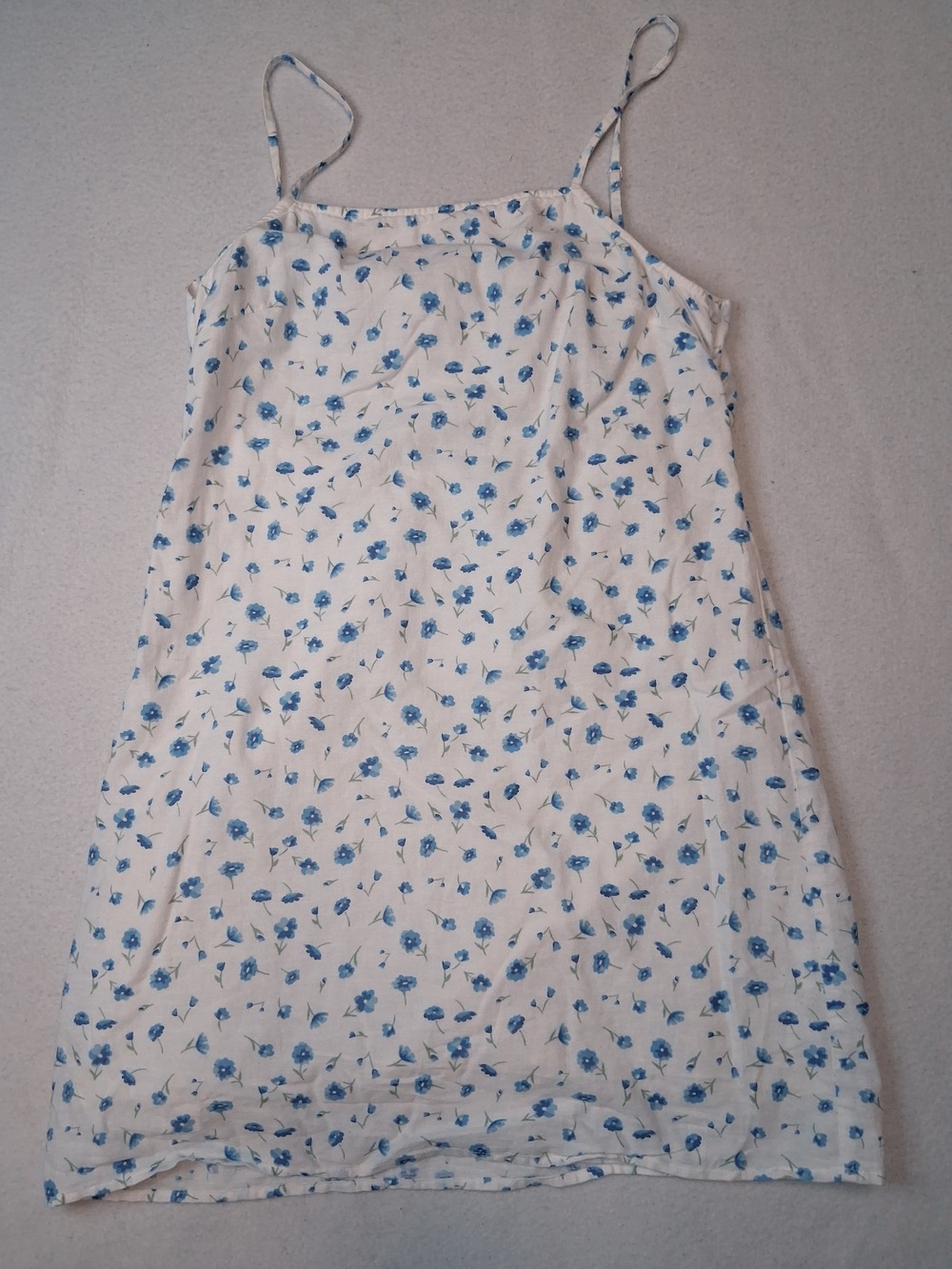 American Eagle Outfitters White Mini Slip Dress with Blue Floral Print